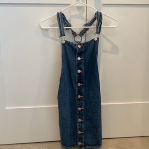 Forever 21 Button Up Overall Denim Mini Dress